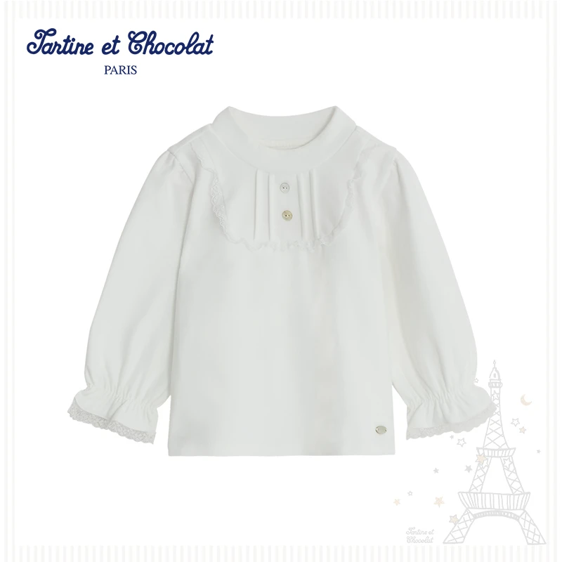 tartineetchocolat法国巧克力冬女童简约纯色长袖上衣CILAD4T41A
