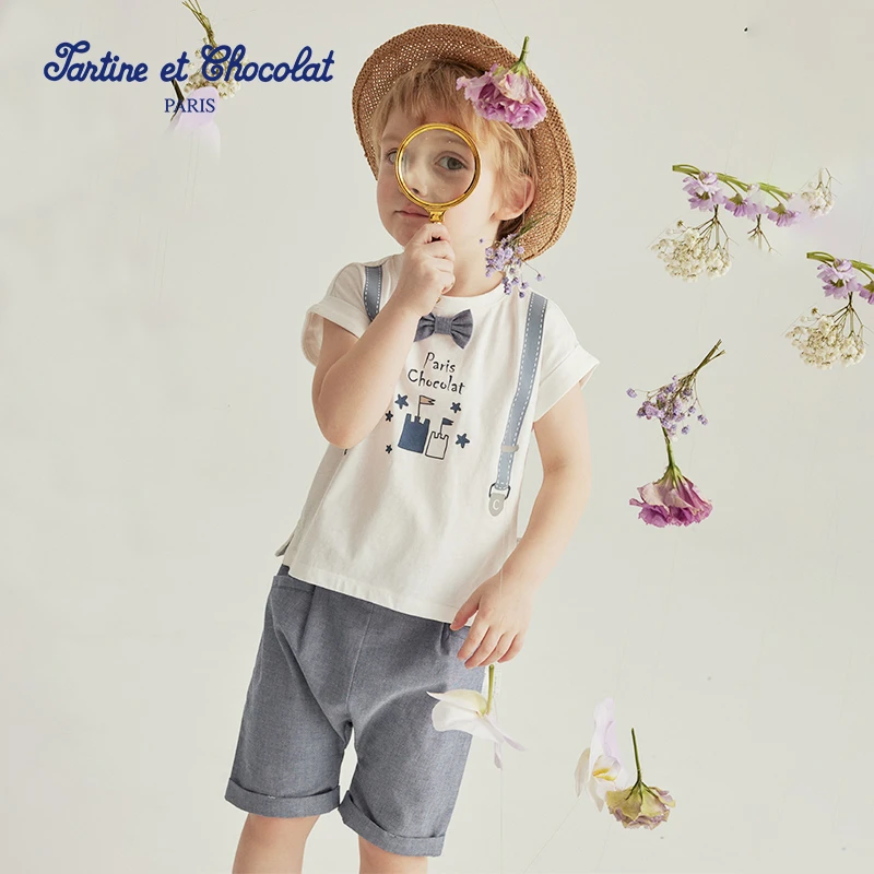 TC法国巧克力童装夏季男童学院风两件套装衣服