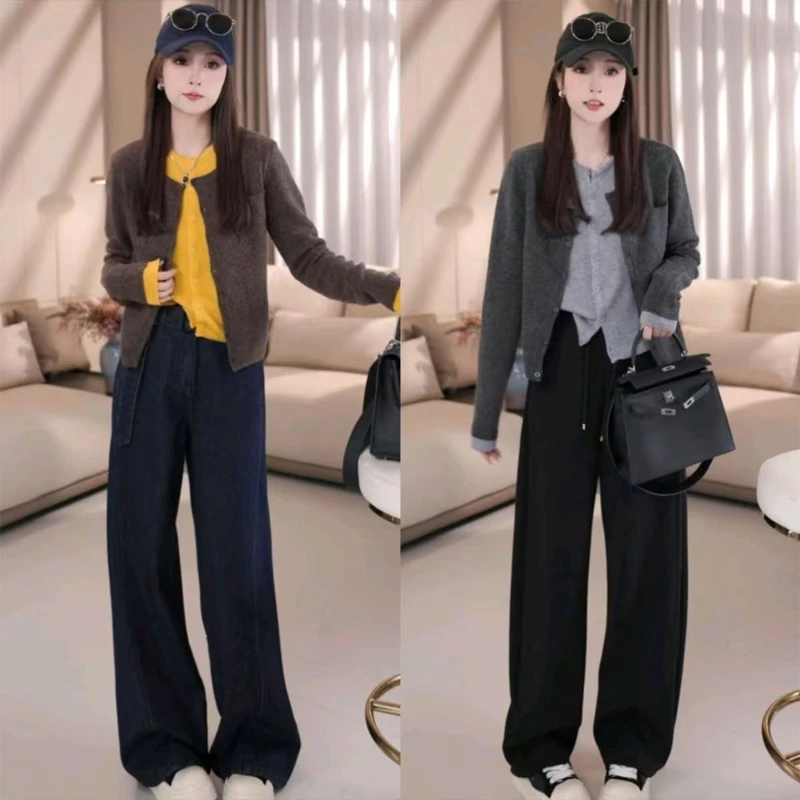 2024新款韩系氛围感穿搭假两件针织衫女慵懒风百搭毛衣开衫外套女