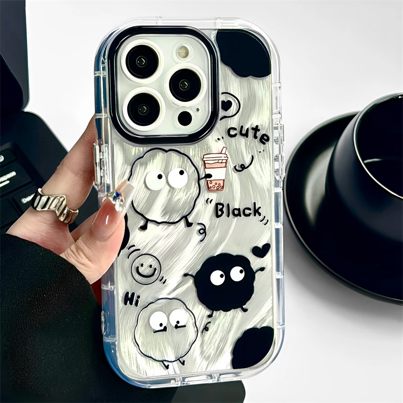 线条煤球iPhone15/14plus苹果13手机壳vivox90s荣耀100OPPO红米软