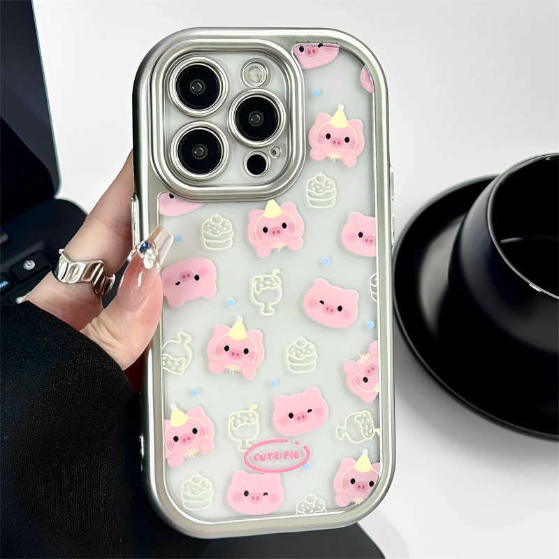 满屏粉色小猪适用于iPhone14/15手机壳VIVO华为p70OPPO红米荣耀软