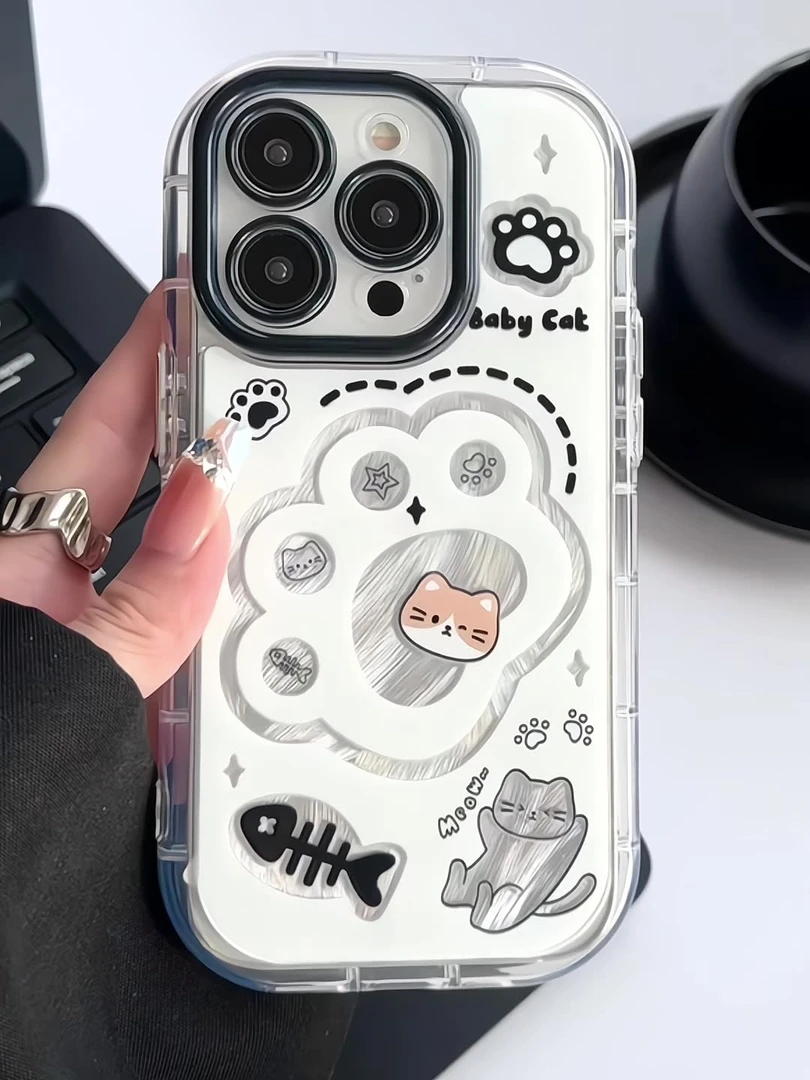 镂空可爱猫爪iPhone15/14plus苹果13手机壳vivo荣耀90OPPO红米k70