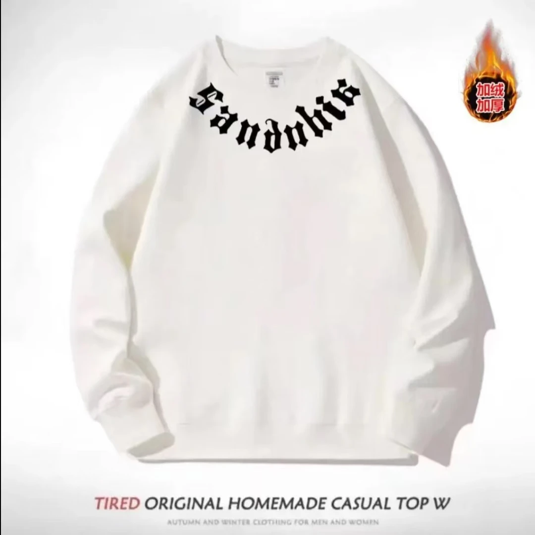 瑞臻2024新款高档休闲时尚宽松圆领无帽加绒款卫衣[环绕字母]08