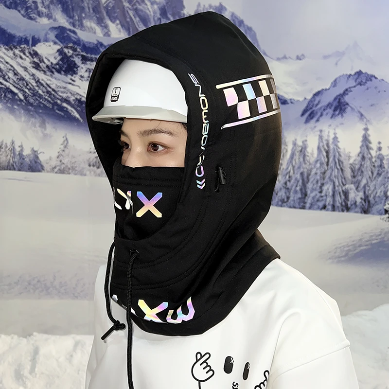 XXXsnow单板滑雪头盔帽防水防风护脸头盔套风雪帽套护脸雪盔男女