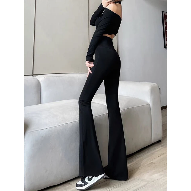 芭比喇叭裤女外穿春夏薄款马蹄裤高腰收腹健身微喇瑜伽裤