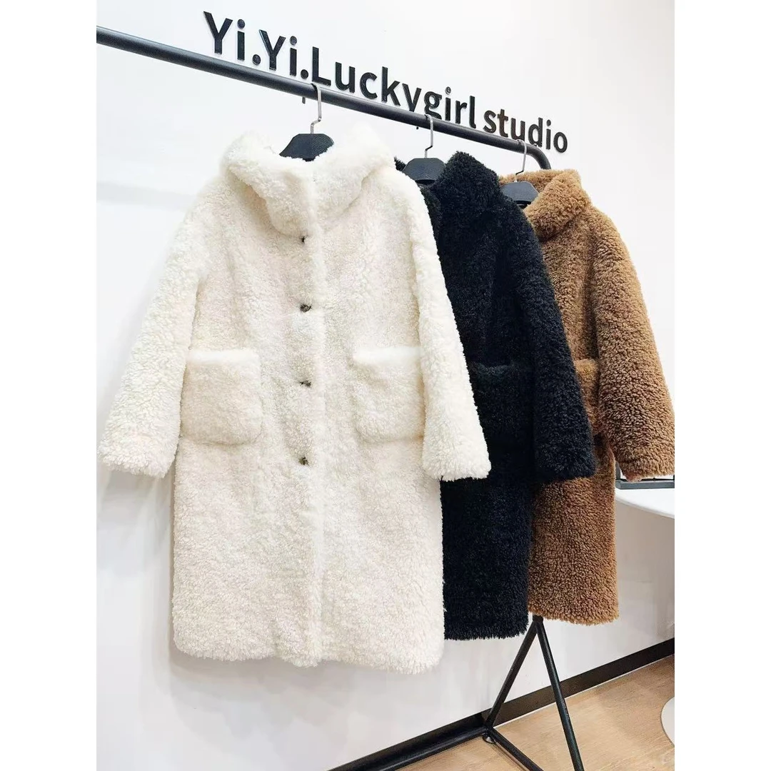 「韵味伊人」小个子定制 小泰迪连帽加厚毛绒大衣#YWYR808