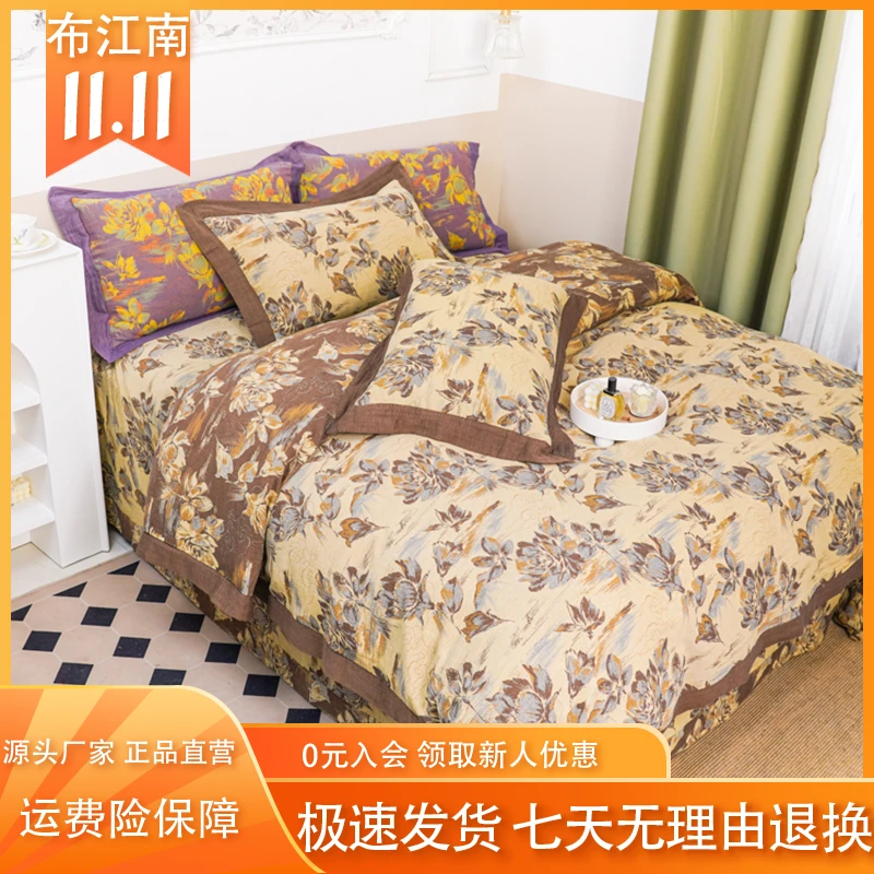 布江南- 荷塘月色-全棉双层纱简约双面可用床上用品提花四件套