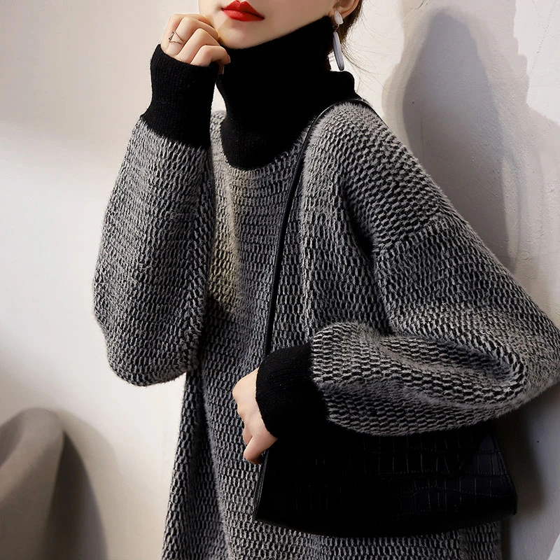 雅麦斯毛衣女士秋冬季2023年新款高领加厚爆款内搭上衣针织打底衫
