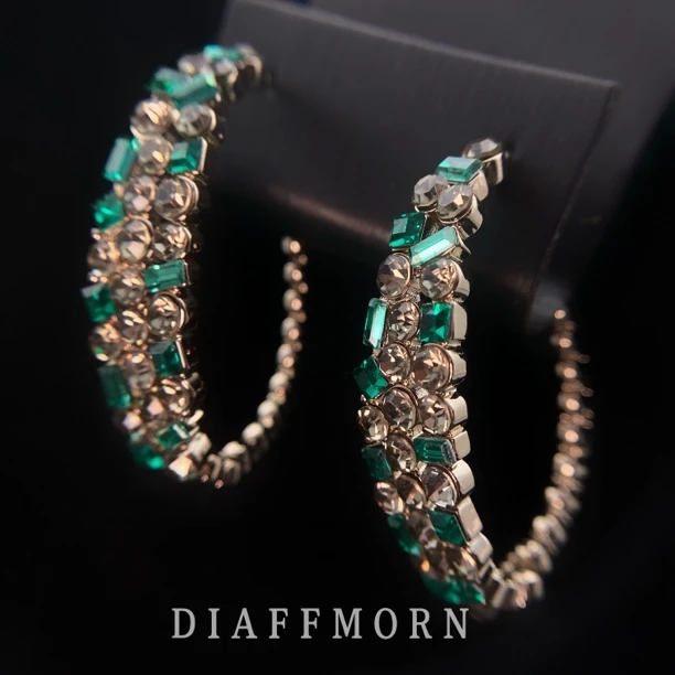 铜合金玻璃耳饰 Y.M〖星空2〗超闪满钻高级感椭圆耳圈