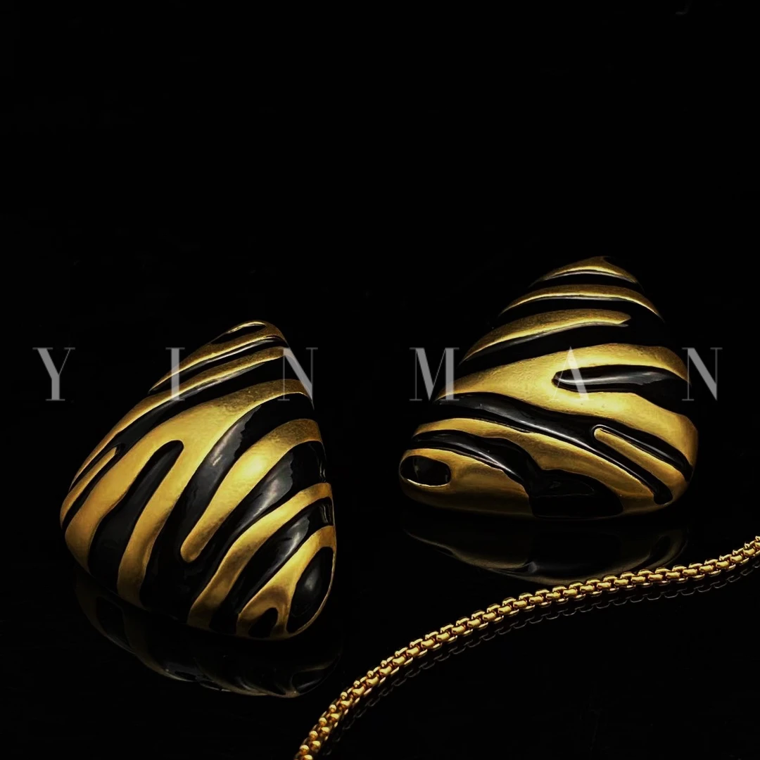 铜合金耳饰 YINMAN 斑马纹 设计师款耳环/项链