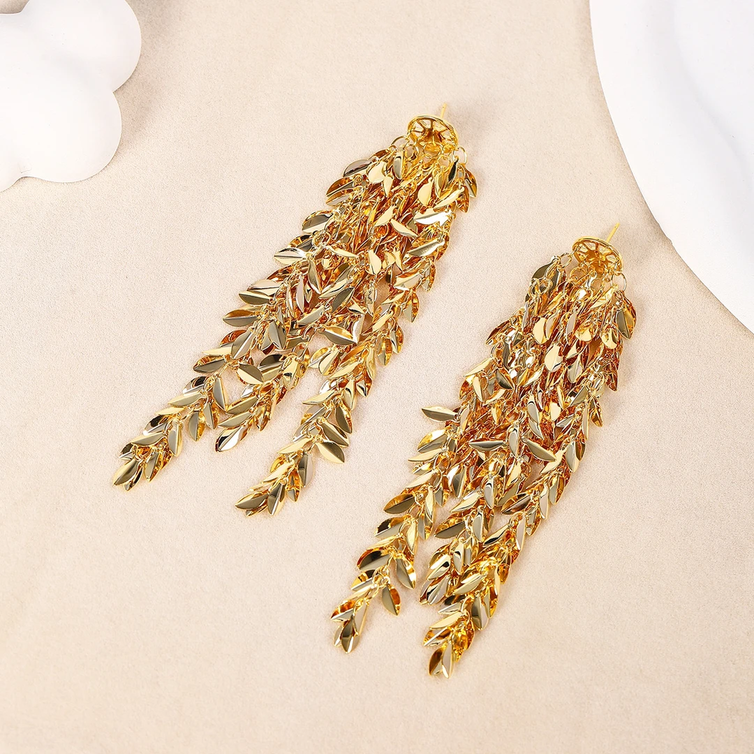 铜合金耳饰 D.F.M〖波光粼粼（大）〗超美气质流苏耳环