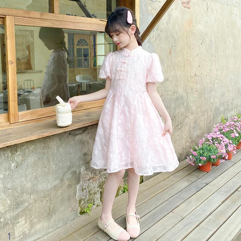 女童连衣裙夏装2024新款洋气儿童新中式国风旗袍裙8-12岁汉服童装