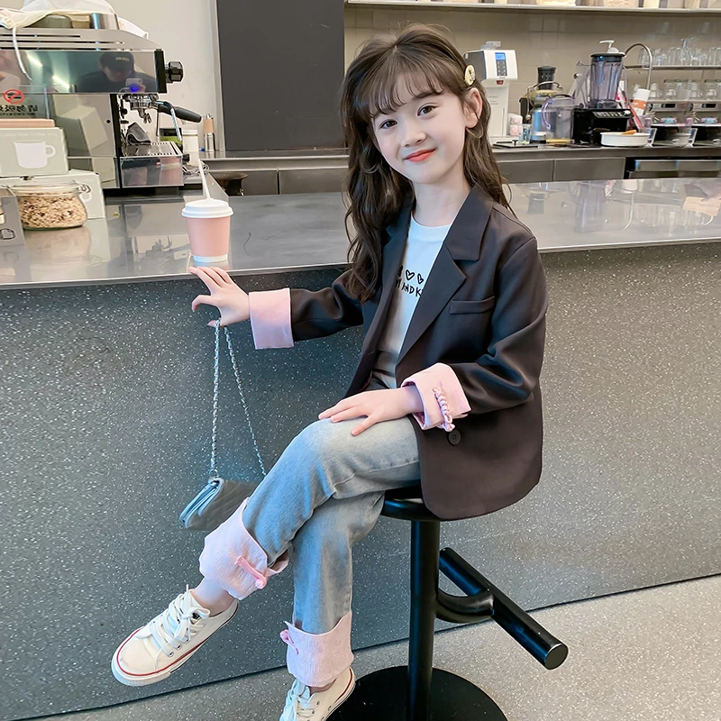 女童秋季套装2025新款儿童西服网红洋气国风外套春秋装女孩两件套