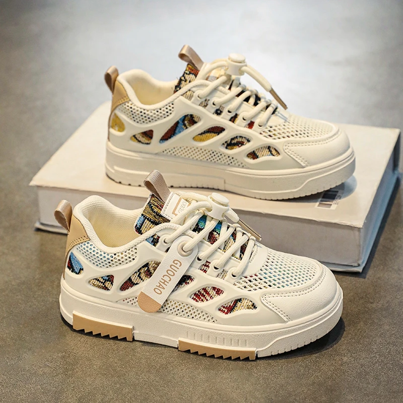 ABC男童鞋2024秋季网面透气儿童运动单鞋中大童防滑软底男孩板鞋