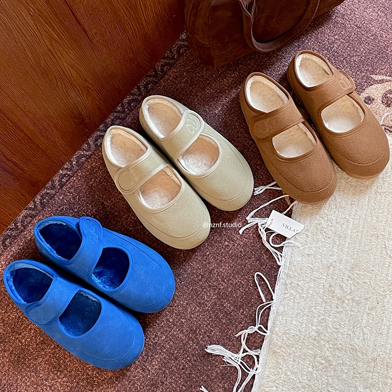 南花花复古包头平底勃肯棉鞋女2025新款秋冬外穿加绒保暖毛毛拖鞋