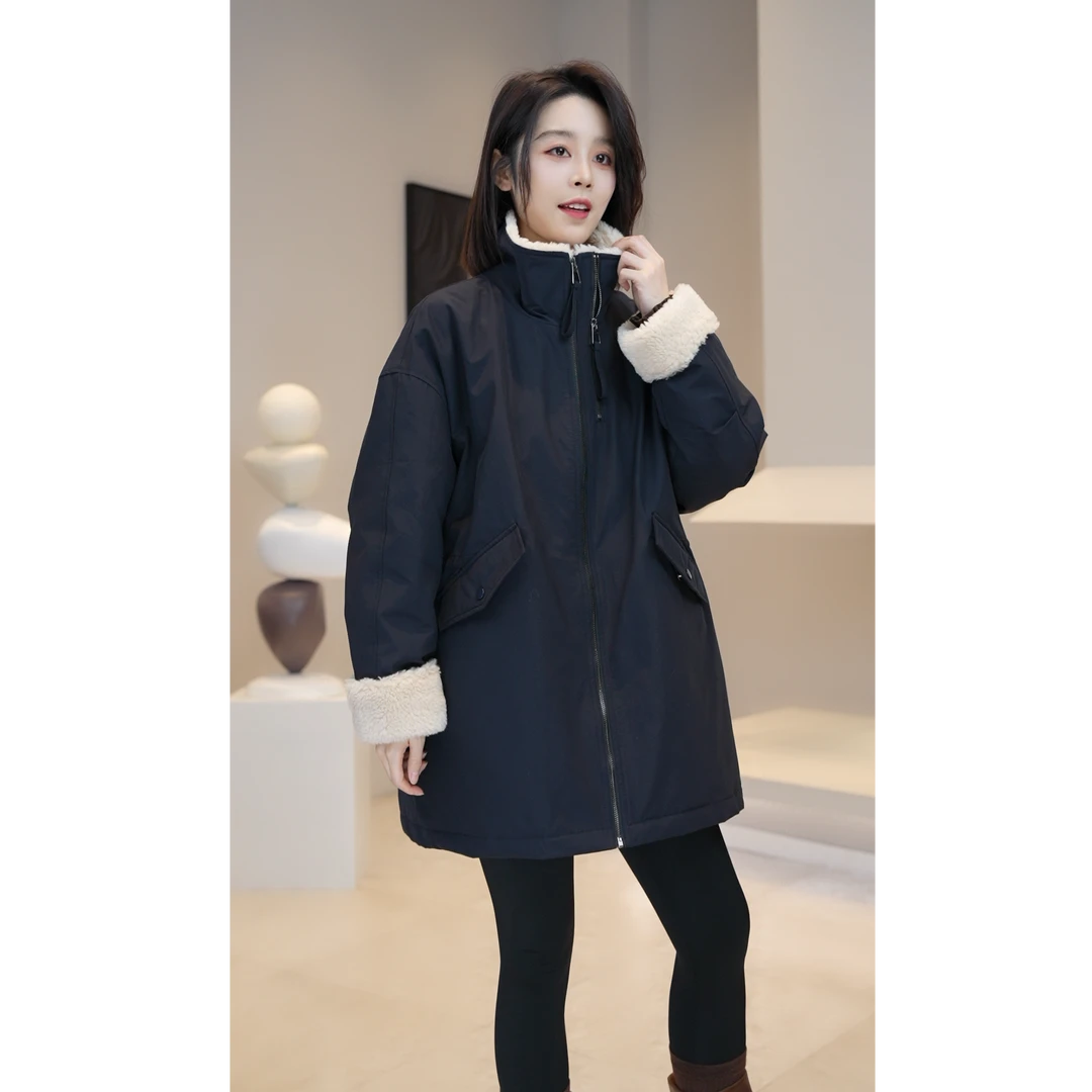 现货【YUE YUE】羽绒服冬季新款百搭时尚中长款白鸭绒外套W913