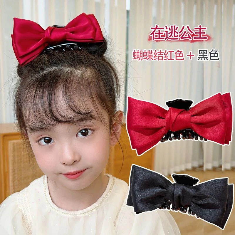 儿童发夹公主风大蝴蝶结抓夹女童可爱红色头饰网红新款小女孩发饰