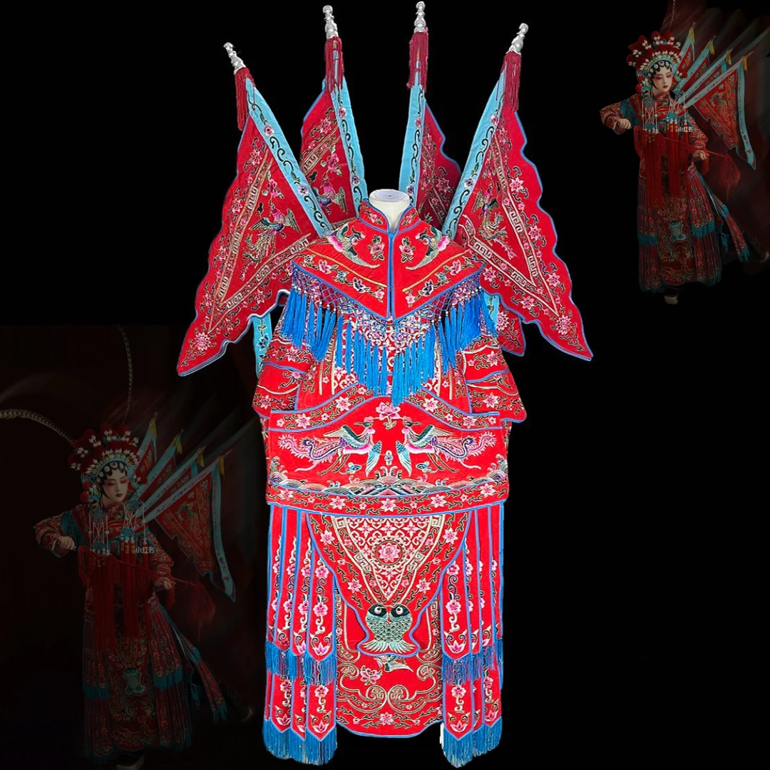 戏曲服装京剧女大靠戏剧武旦刀马旦戏服穆桂英扈三娘女将缎女大靠