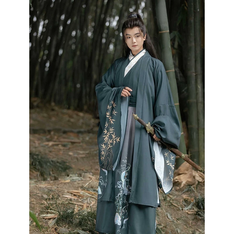 【龙腾】原创汉服魏晋风古装印花套装男女同款学生服班服侠客春秋