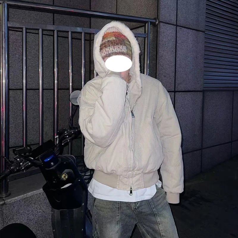 冬季加厚水洗帆布座山雕外套男女短款cleanfit风夹克ins棒球棉服