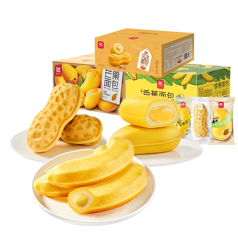 a1夹心面包香蕉面包芒果面包花生面包（6枚童年面包每箱）