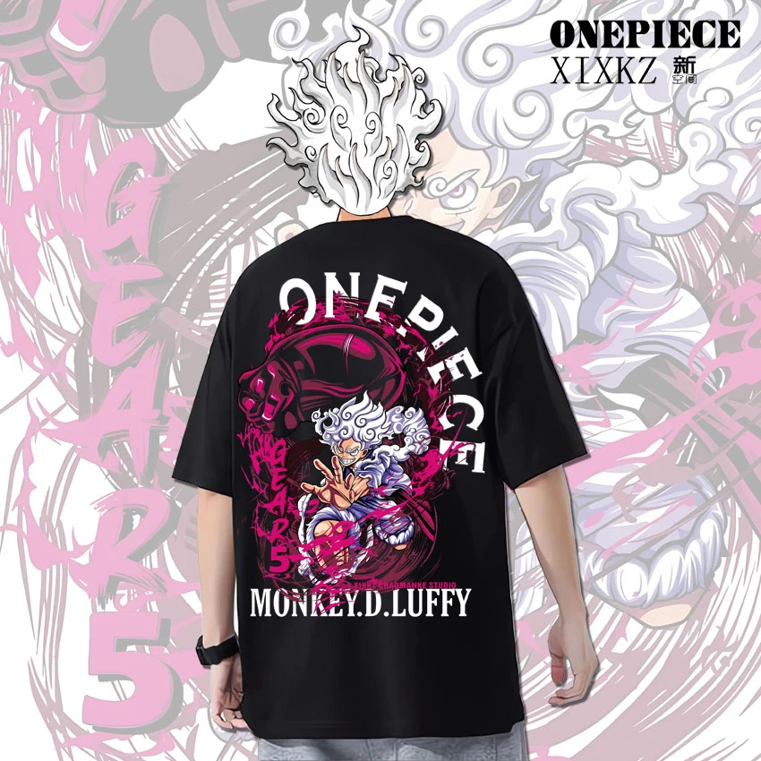 海贼王联名t恤动漫五档尼卡路飞图学生情侣短袖夏季纯棉男潮百搭