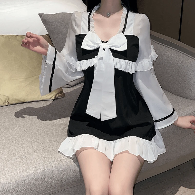 设计纯欲甜美纯欲软妹气质性感洛丽塔蝴蝶结显瘦夏季收腰套装少女