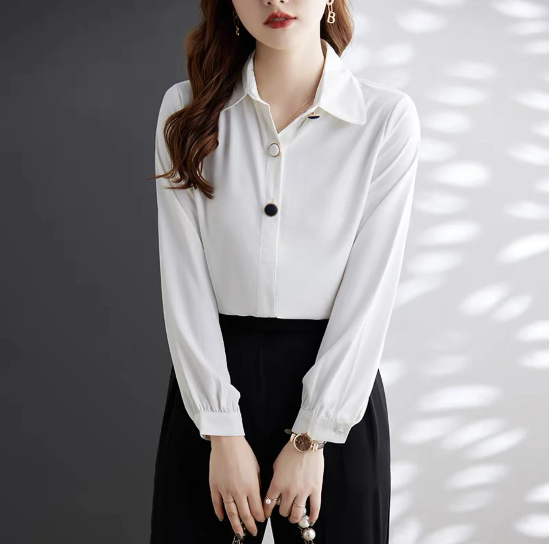 白衬衫女士长袖2025年秋季新款通勤气质韩版上衣女秋冬内搭叠穿潮