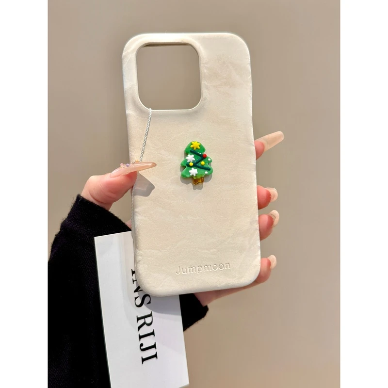 适用苹果iphone16proma圣诞树15pro立体14pro绒布13简约手机壳