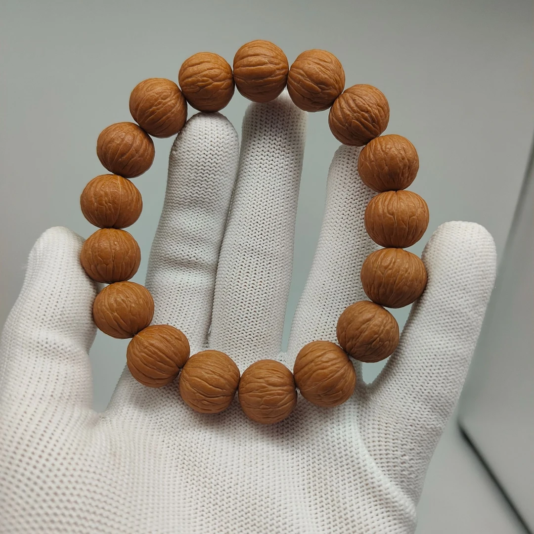 磨盘系列凤羽14-15mm+猴头核桃文玩手串老树黄金尺寸文玩好物78