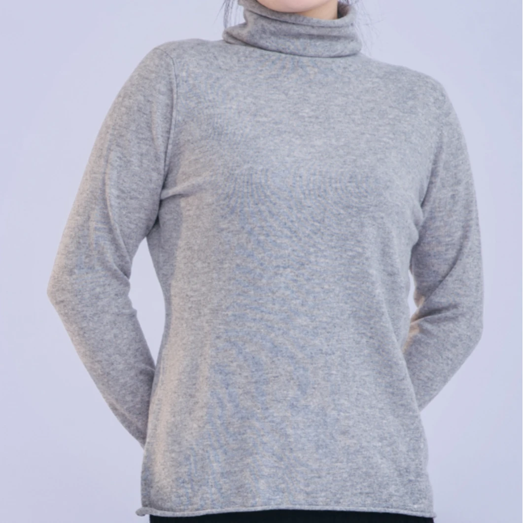 永不过时 卷边 自带领 柔软 舒适 打底 女式 纯羊绒 高领 套衫