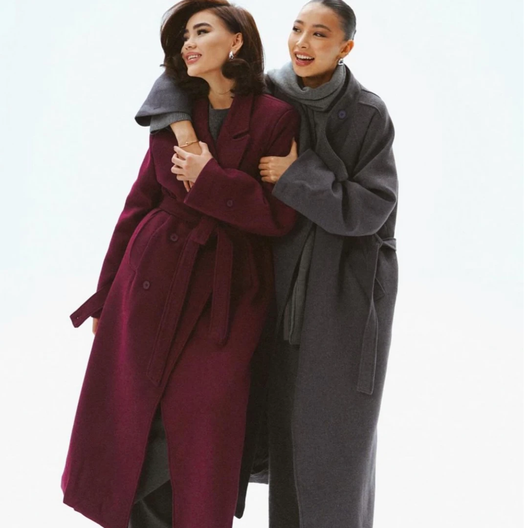 2014-1款西装领绵羊毛双面羊绒大衣女秋冬季外套高级感