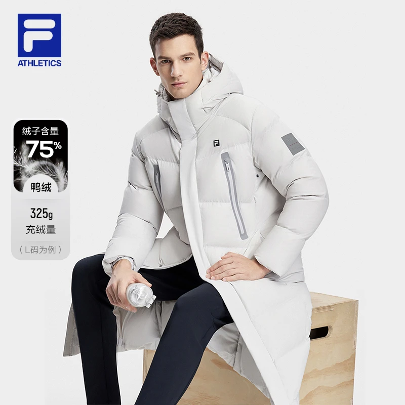 FILA斐乐长款保暖羽绒服男装冬季防风运动休闲外套A11M341906F