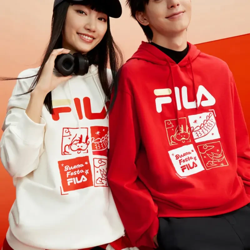 Fila/斐乐-【龙年限定】运动龘龘新款国潮情侣连帽卫衣-F11U419204F
