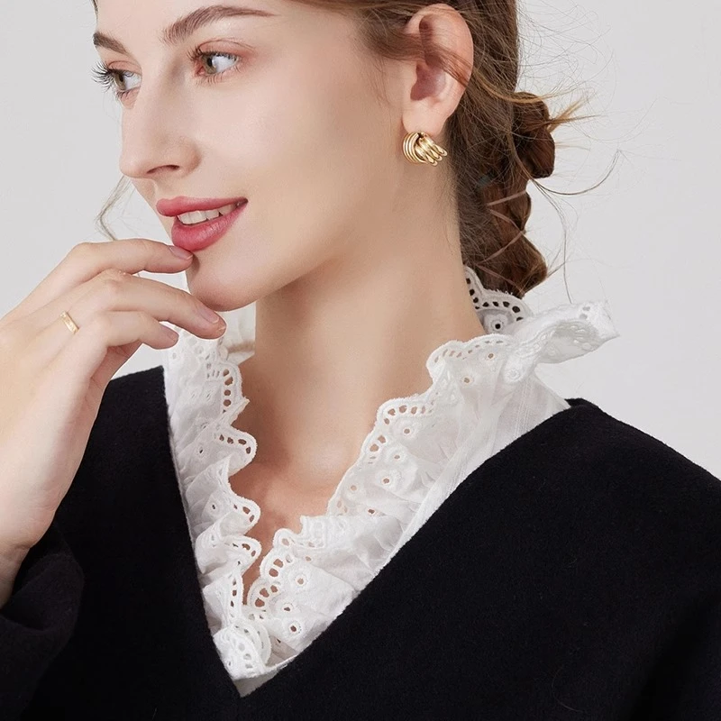 2023年秋冬秒变美少女花瓣假领俏皮可爱百搭白色棉质衬衫款假领子