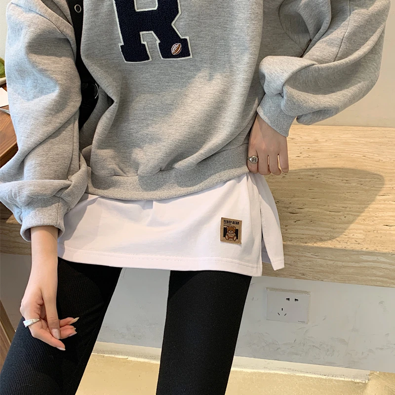 纯棉小屁帘女秋冬新款卫衣打底神器遮屁股帘假两件大码半身裙短裙