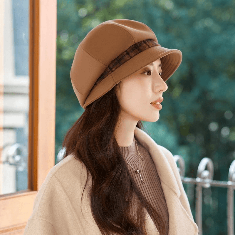 町苧 2023韩版秋冬季新款帽子女款洋气时尚百搭渔夫帽保暖文艺气质盆帽