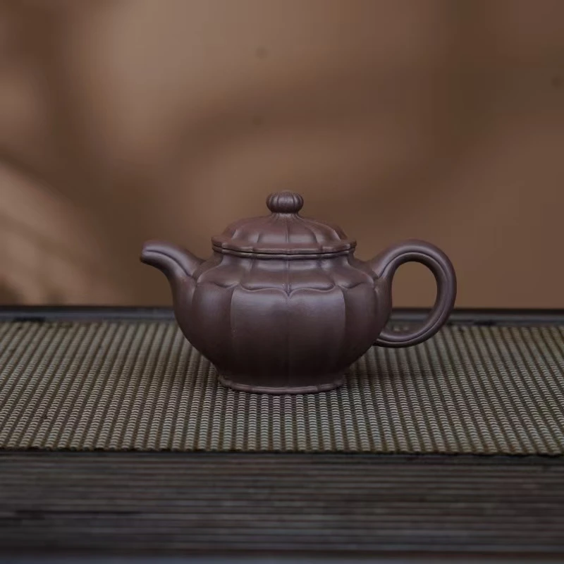 RSG天青【菱花掇只】宜兴黄龙山原矿手工紫砂壶