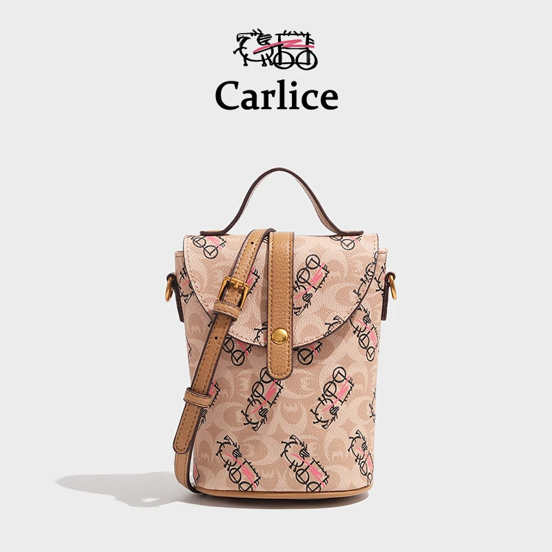 涂鸦马车carlice轻奢时尚百搭手机包单肩肩包桶包小众经典小包包