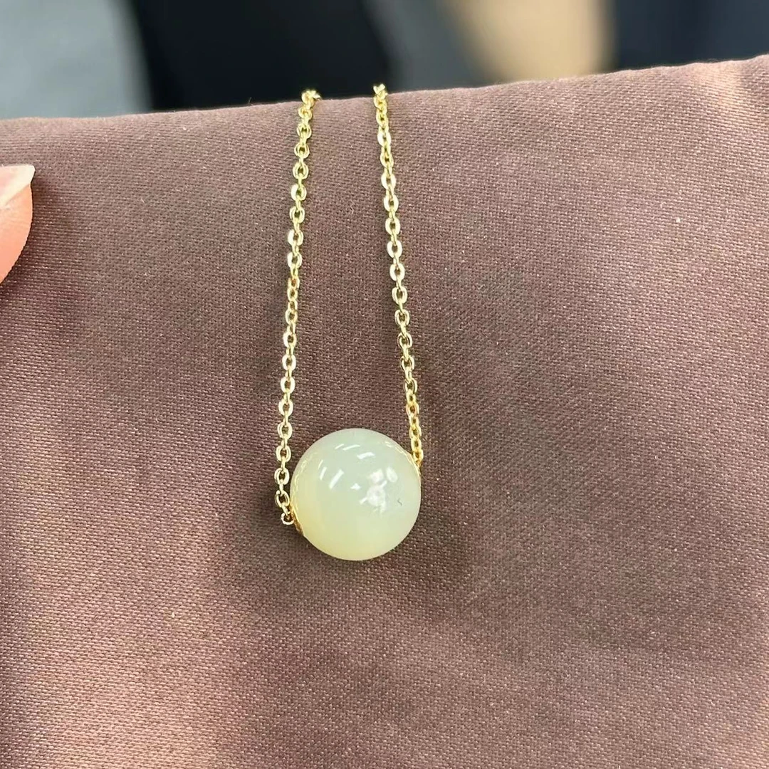天然和田玉18k金蜂蜜水路路通