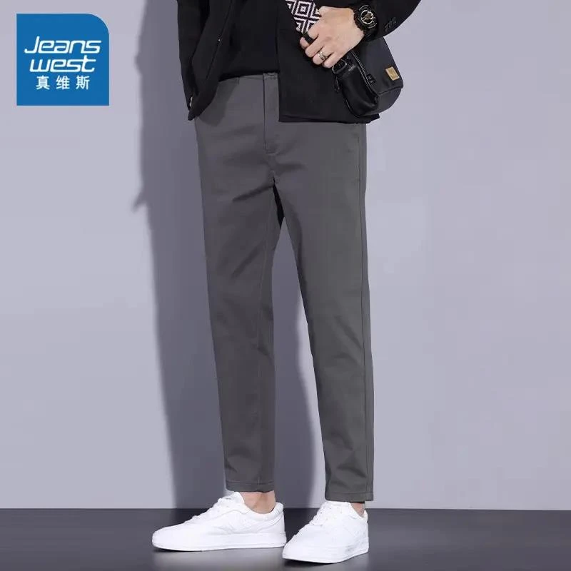 Jeanswest/真维斯休闲裤子男士春秋新款弹力宽松爆款百搭九分西裤