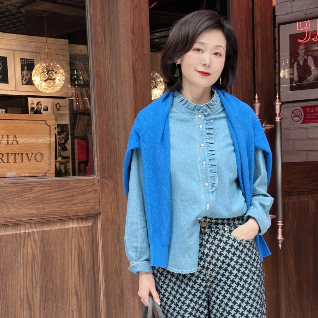 【维姐精选】CS 千鸟非鸟  棉混纺丝线轻奢大牌阔腿牛仔裤