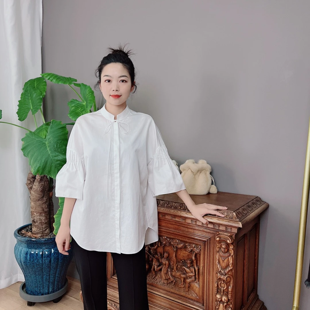 【维姐精选】BH时尚系带泡泡袖衬衫上衣