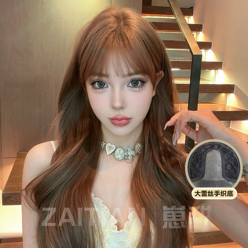 崽甜【柏林少女】假发女前额蕾丝隐形仿真发大波浪气质长卷发全头套