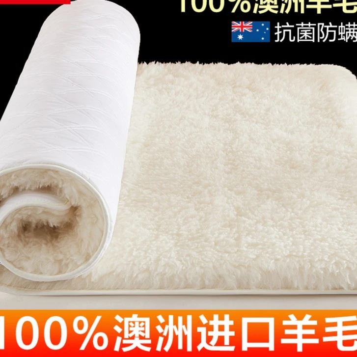 进口澳洲羊毛床垫软垫冬季床褥子加厚单人冬天保暖羊羔绒垫子抗菌
