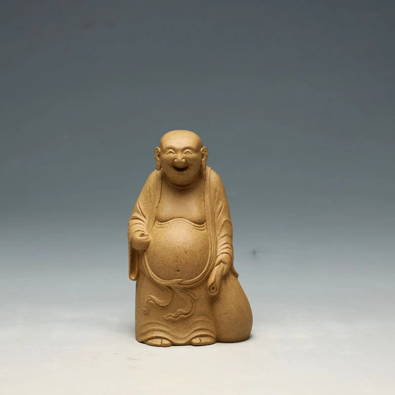 吴茂军 宜兴紫砂 弥勒 布袋和尚 罗汉 茶宠 茶玩雕塑 紫砂杂件