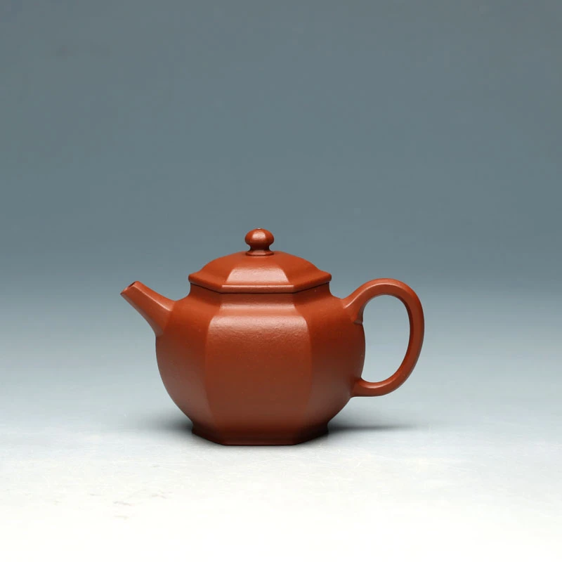 明理茶艺 宜兴紫砂壶 纯手工 方器高手高峰155CC六方宫灯朱泥