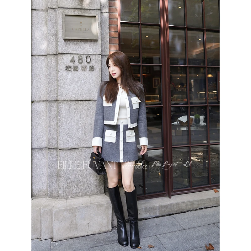 AILIER"减龄格雷半裙"秋冬新款 时髦感气质高腰显瘦百搭半身裙