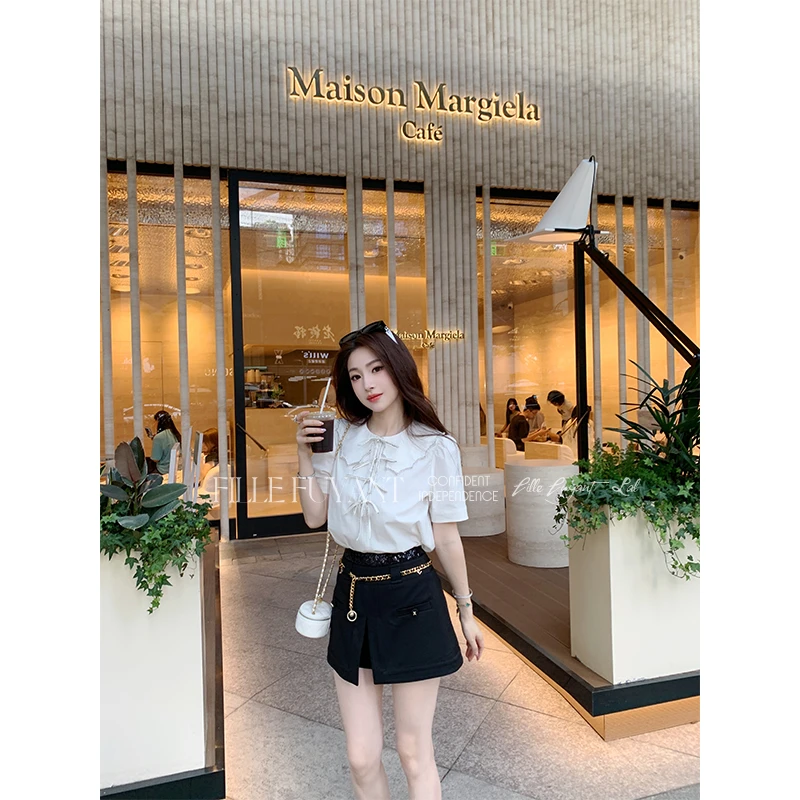 AILIER“摩登女郎”夏季新款 设计感气质百搭时尚高腰显瘦修身短裤