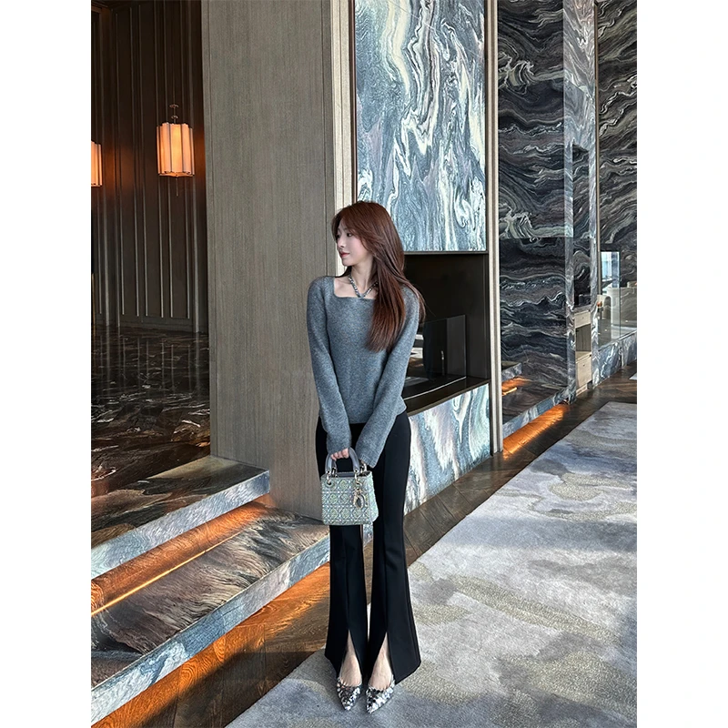 AILIER“格雷小姐”新款100%绵羊毛品质显瘦保暖百搭打底针织上衣